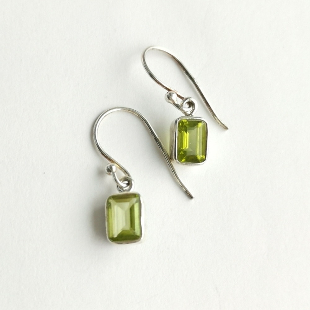 Peridot Dangle Drop Earrings in Sterling Silver Green